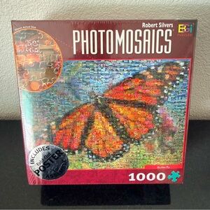 Photomosaics 1000-Piece Butterfly Puzzle by Robert Silvers - Red/Orange/Blue